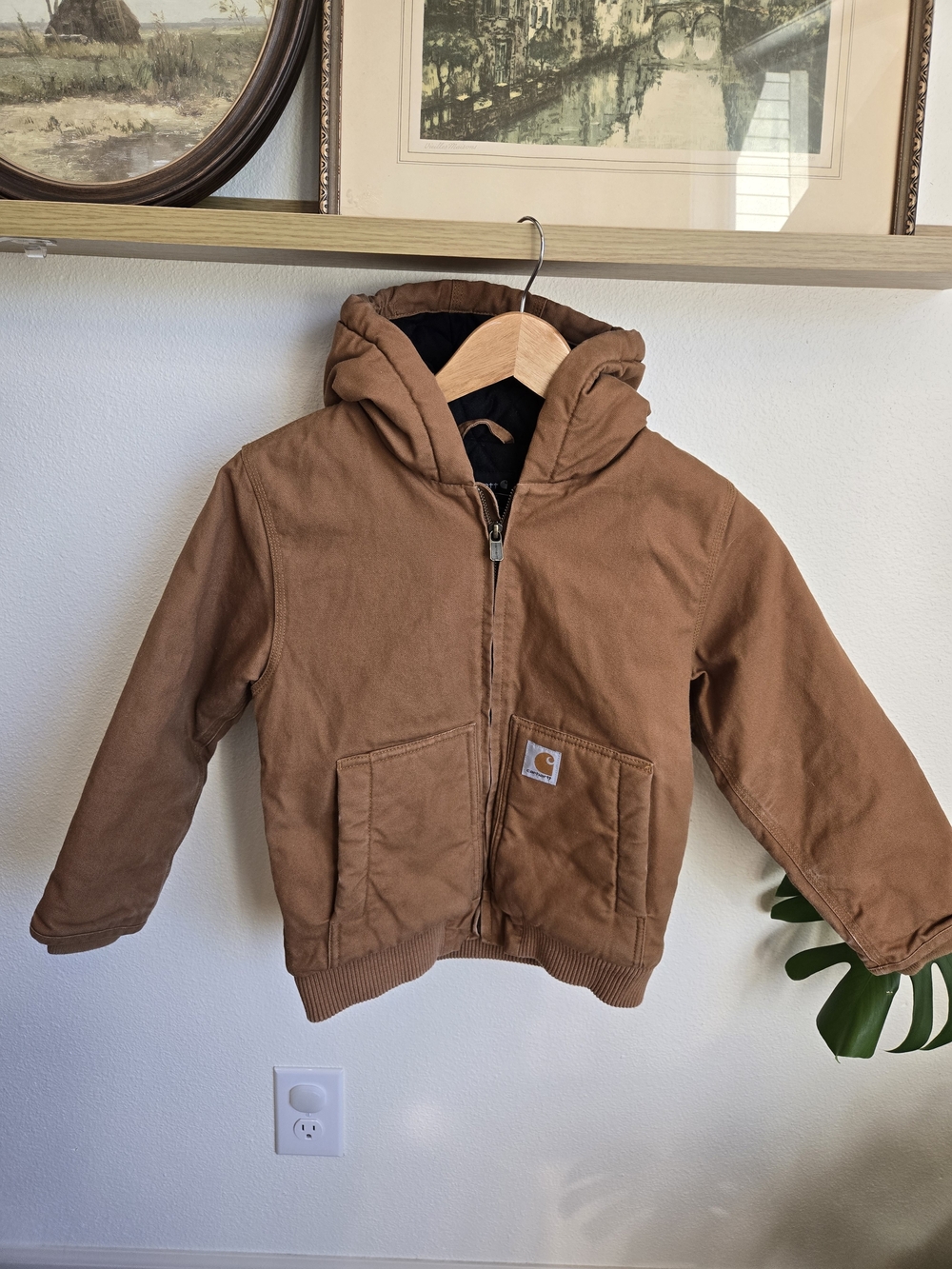 Carhartt Kids' Brown Hooded Work Jacket | Size 7/8